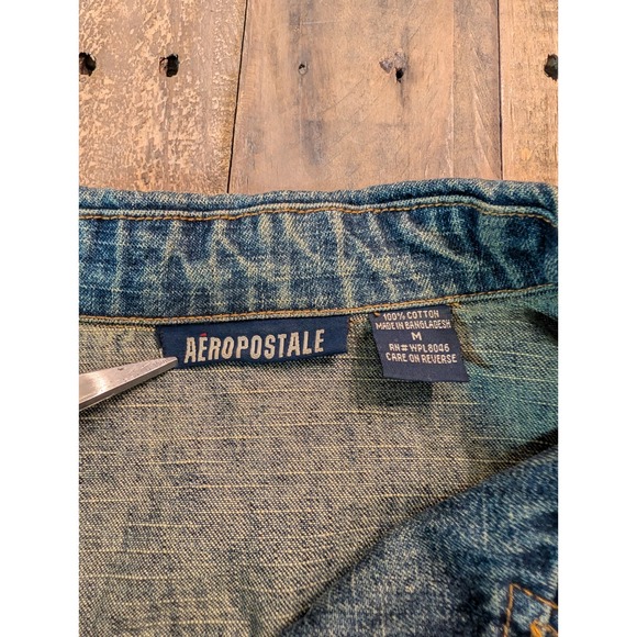 VTG Y2K Aeropostale Fitted Denim Jacket Womens M Dark Wash Princess Seam Jean - Picture 6 of 7